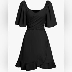 NEW- Elegant Black Wrap Dress
Classic off the shoulder 
Soft and comfortable